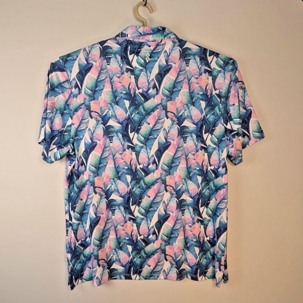 7 Diamonds Golf Polo Men XL Verde Wicking Anti-Microbial Stretch Colorful Palms - Picture 2 of 4